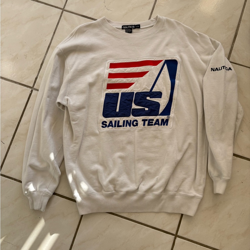 Nautica White US Sailing Team Men's Sweater